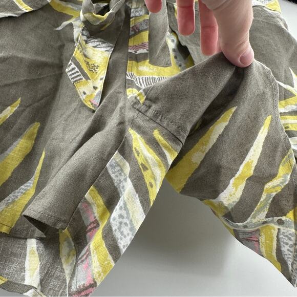 Patagonia Garden Island Palm Leaf Print Tie Waist Shorts in Marrow Gray Sz L NEW - Picture 4 of 10